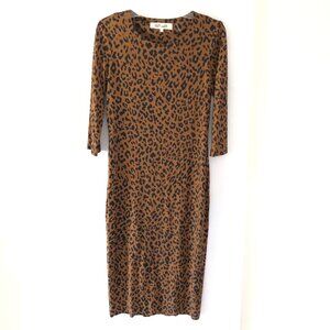 Diane Von Furstenberg DVF Women’s Animal Print Leopard Silk Midi Dress Size S